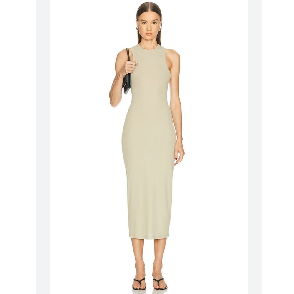 Rick Owens Tank Dress Vanilla Ribbed Silk‎ Blend Maxi Dainty Sheer 6 S